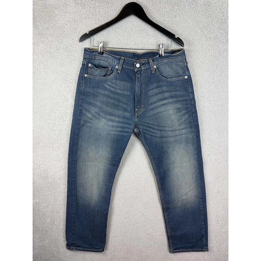Levis 505 Jeans Mens 36x29 Blue Medium Wash Regular Fit Straight Denim Pants Men